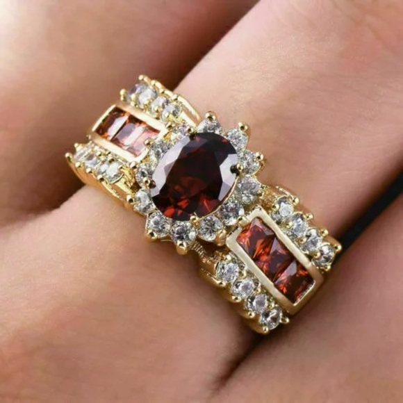 ❤️gorgeous 925 silver stamped sapphire gold ring - Picture 2 of 3